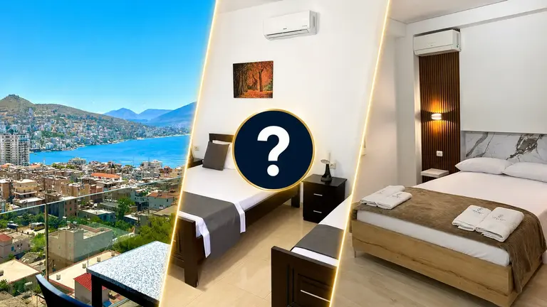 Three Sarandë accommodation options shown side by side