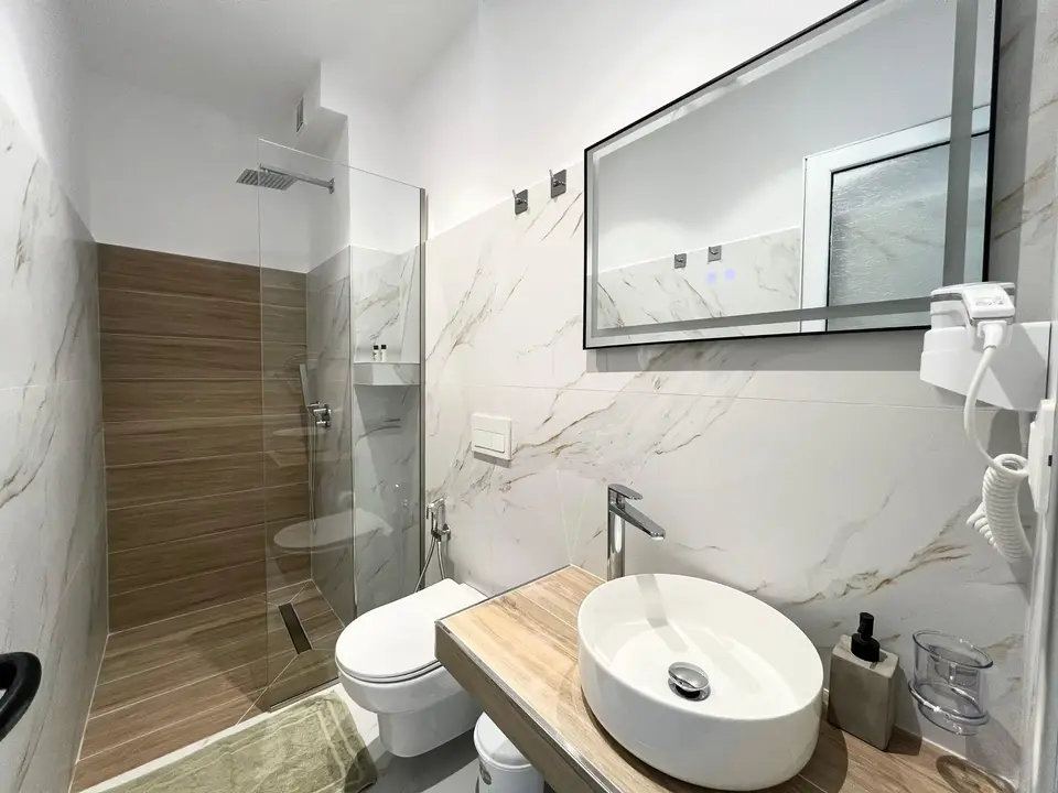 Modern deluxe room interior at Apartments Klajdi