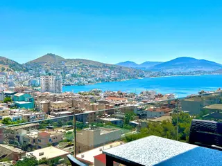 Panoramic view of Sarandë Bay from the Deluxe Double Room balcony — thumbnail